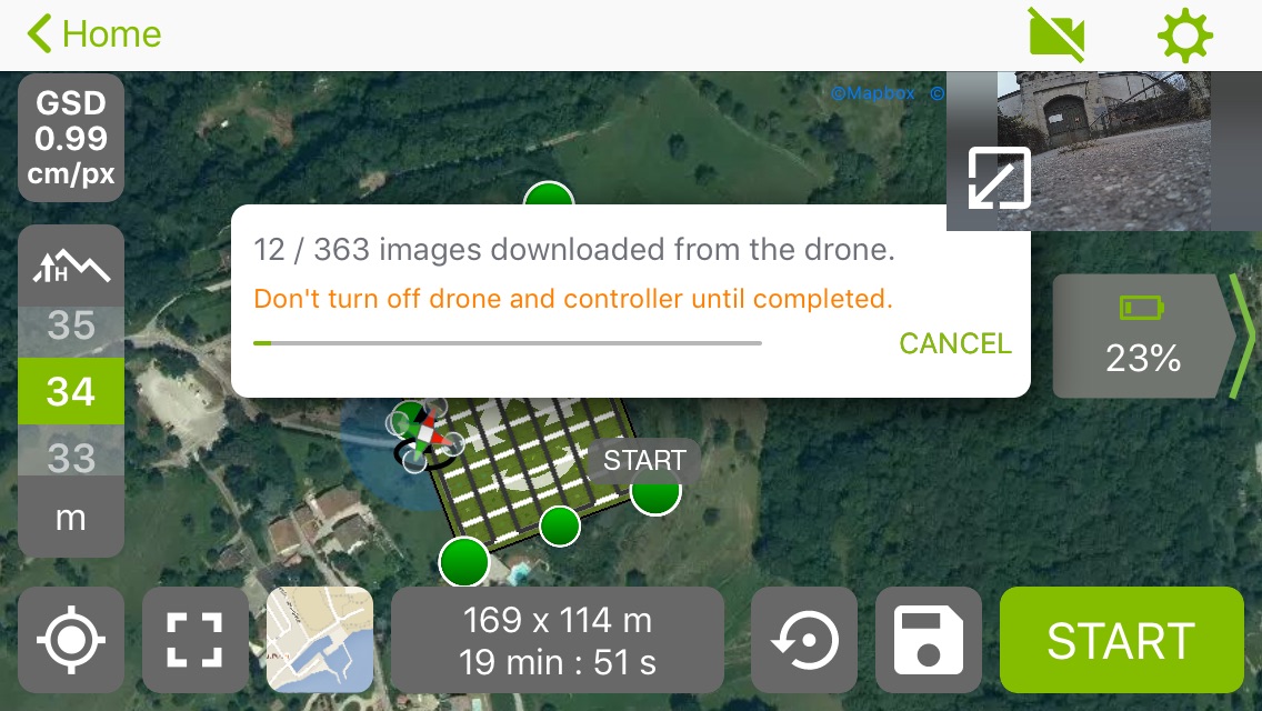 Photogrammetry with Parrot Anafi and Pix4D Capture downloading images after flight